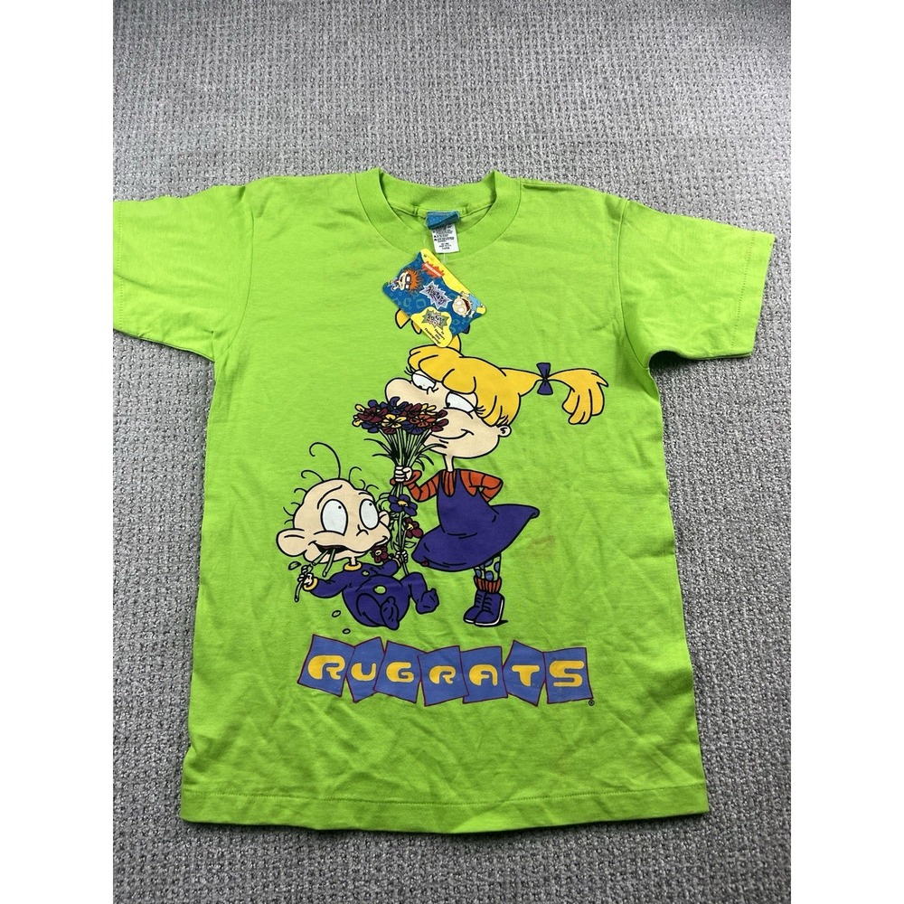 Vintage Nickelodeon TV Rugrats Cartoon Viacom T Shirt 90s Green Youth Large NWT*